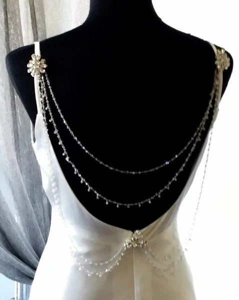 Wedding back jewellery - delicate crystal drapes - Khloe by Kezani