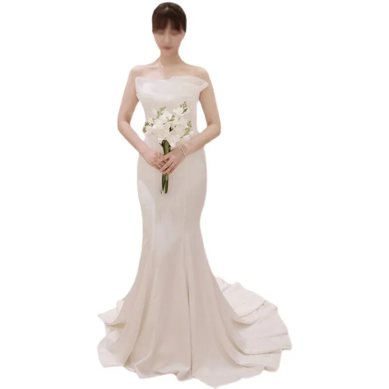 Wedding Dress Strapless Bride Dress Door Boho Wedding Dress