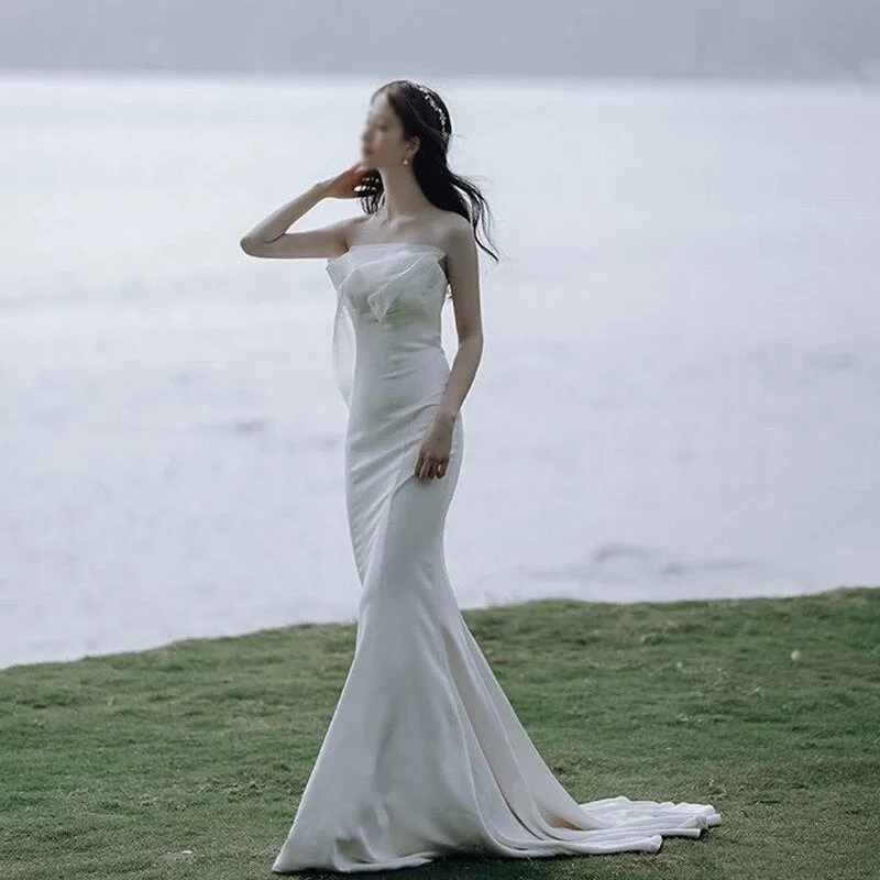 Wedding Dress Strapless Bride Dress Door Boho Wedding Dress