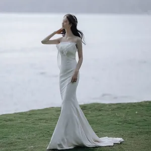 Wedding Dress Strapless Bride Dress Door Boho Wedding Dress