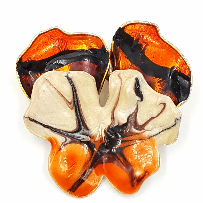West Germany Vintage Necklace, Enamel Flower Pin and Sarah Coventry Earrings