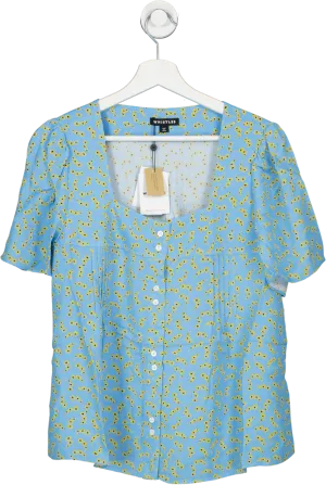 Whistles Blue Floral Square Neck Blouse Bnwt UK 10