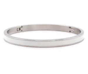 White Enamel Stainless Steel Bangle Bracelet