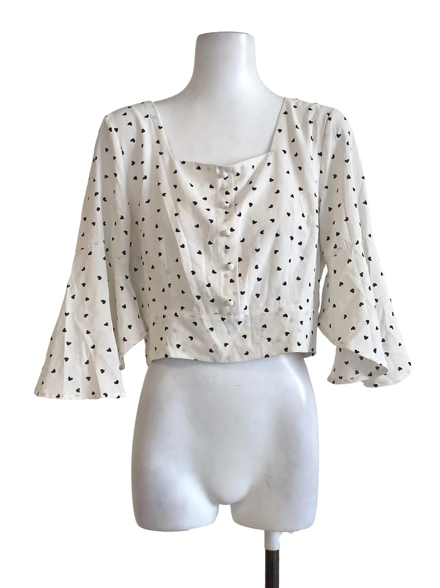 White Graphic Cropped Top