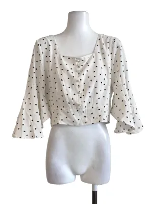 White Graphic Cropped Top