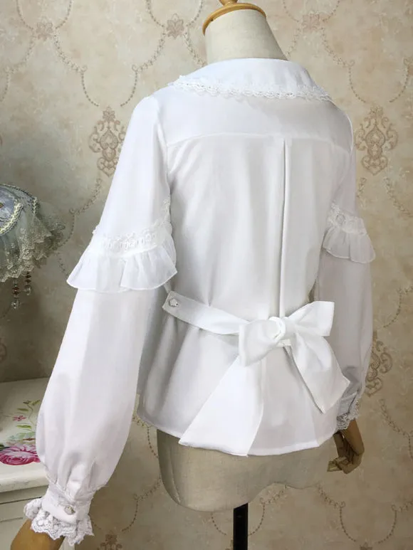 White Lolita Blouses Long Sleeves Ruffles  Lolita Top Lace Lolita Shirt