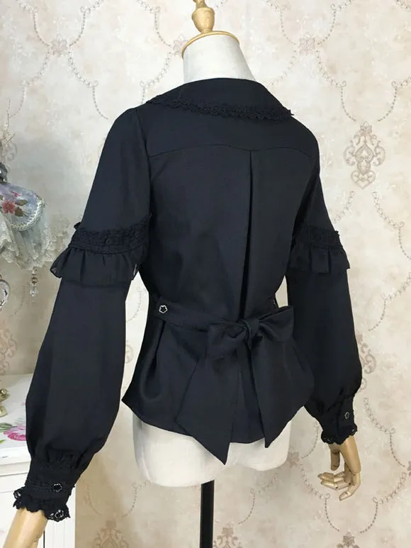 White Lolita Blouses Long Sleeves Ruffles  Lolita Top Lace Lolita Shirt