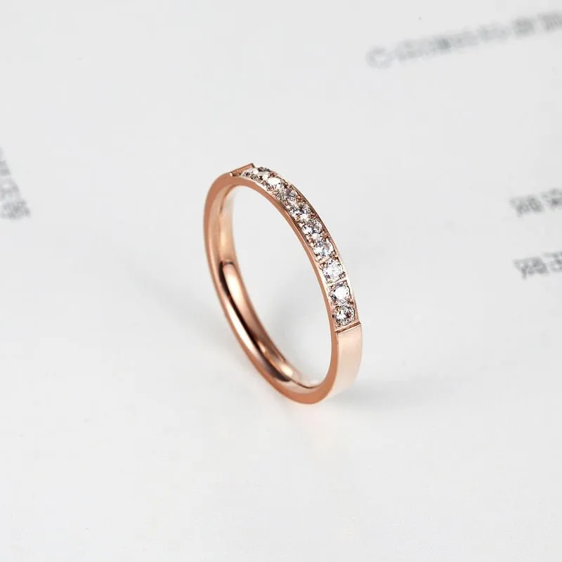 White Moissanite Ring 14K Rose Gold For Women Wedding Jewelry