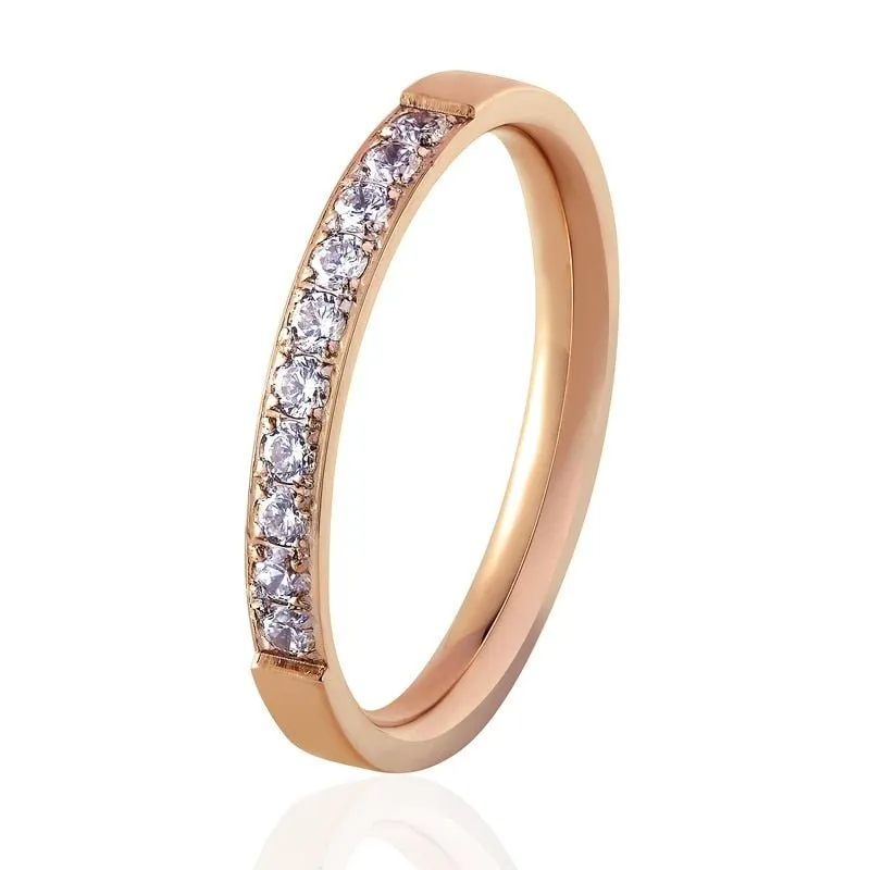 White Moissanite Ring 14K Rose Gold For Women Wedding Jewelry