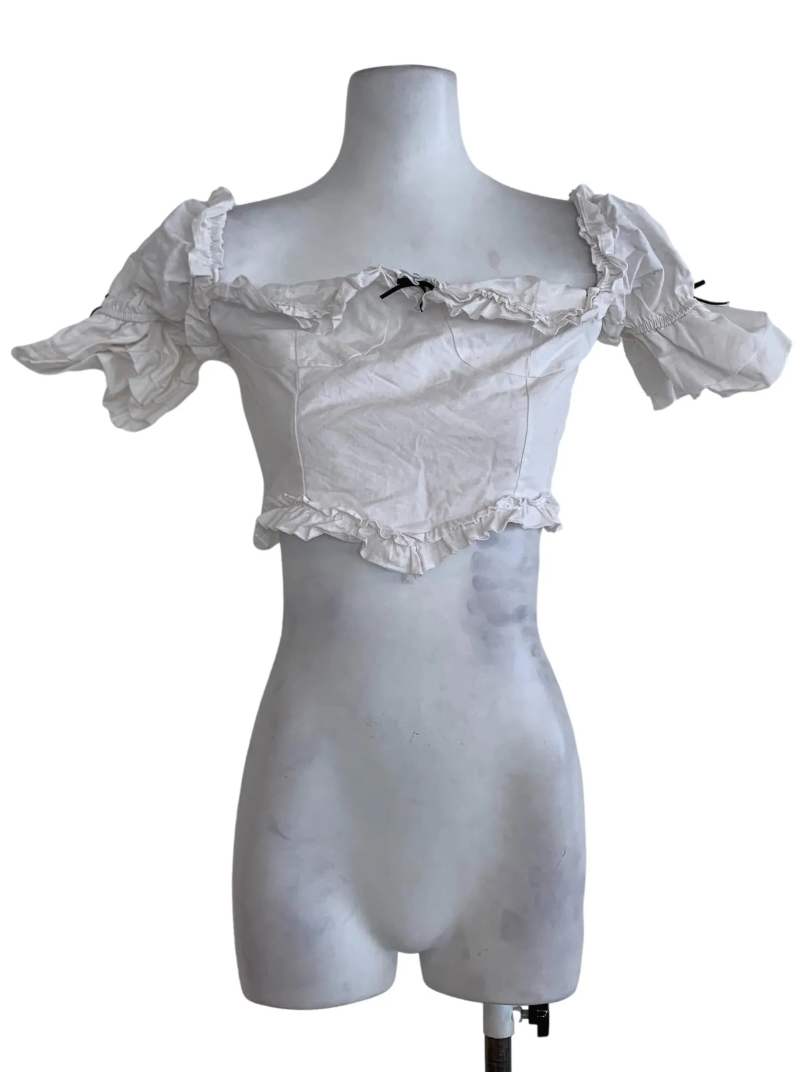 White Plain Cropped Blouse