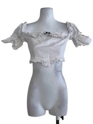White Plain Cropped Blouse