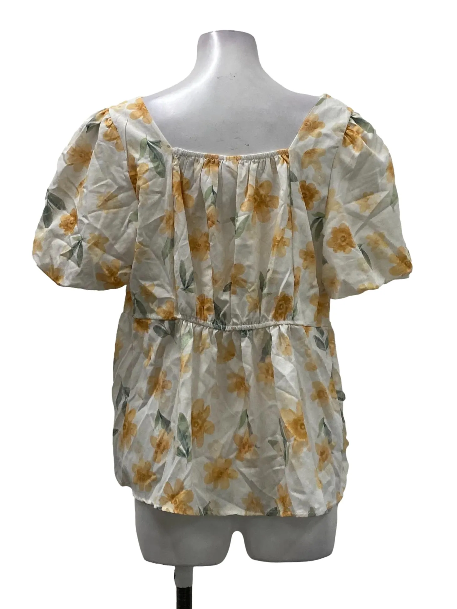 White With Orange Floral Prints Blouse
