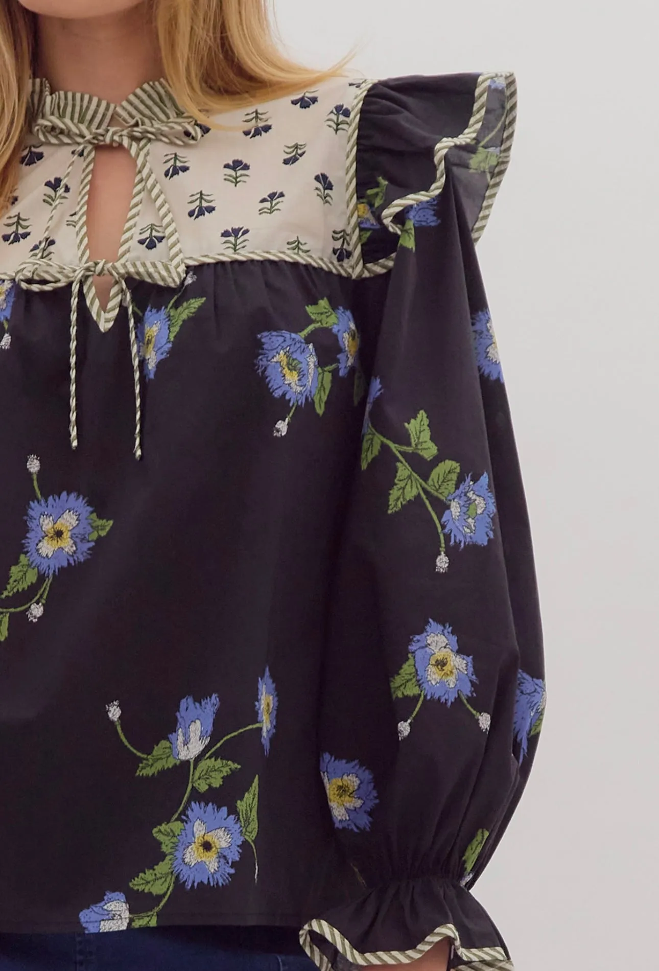 Whitney Navy Mixed Top