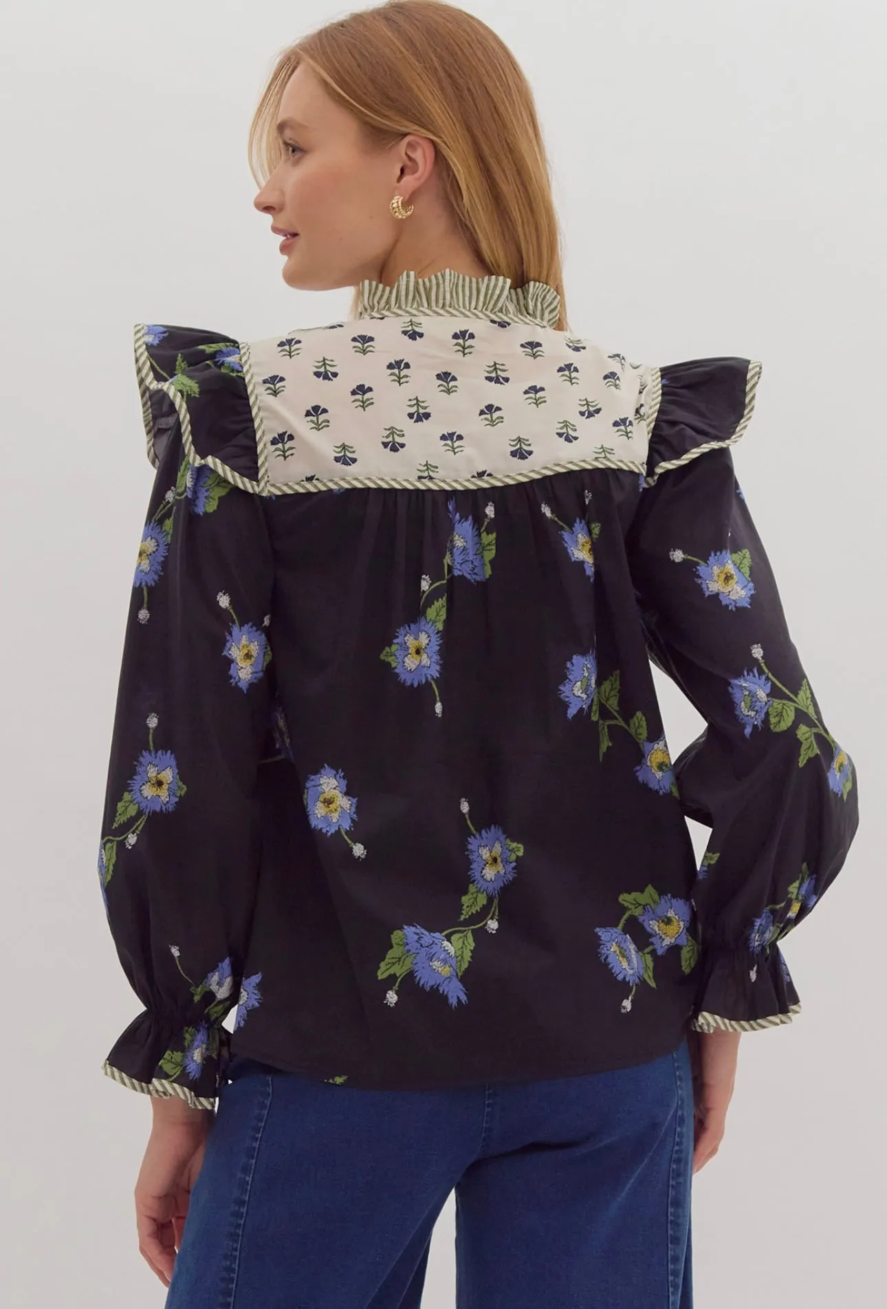Whitney Navy Mixed Top
