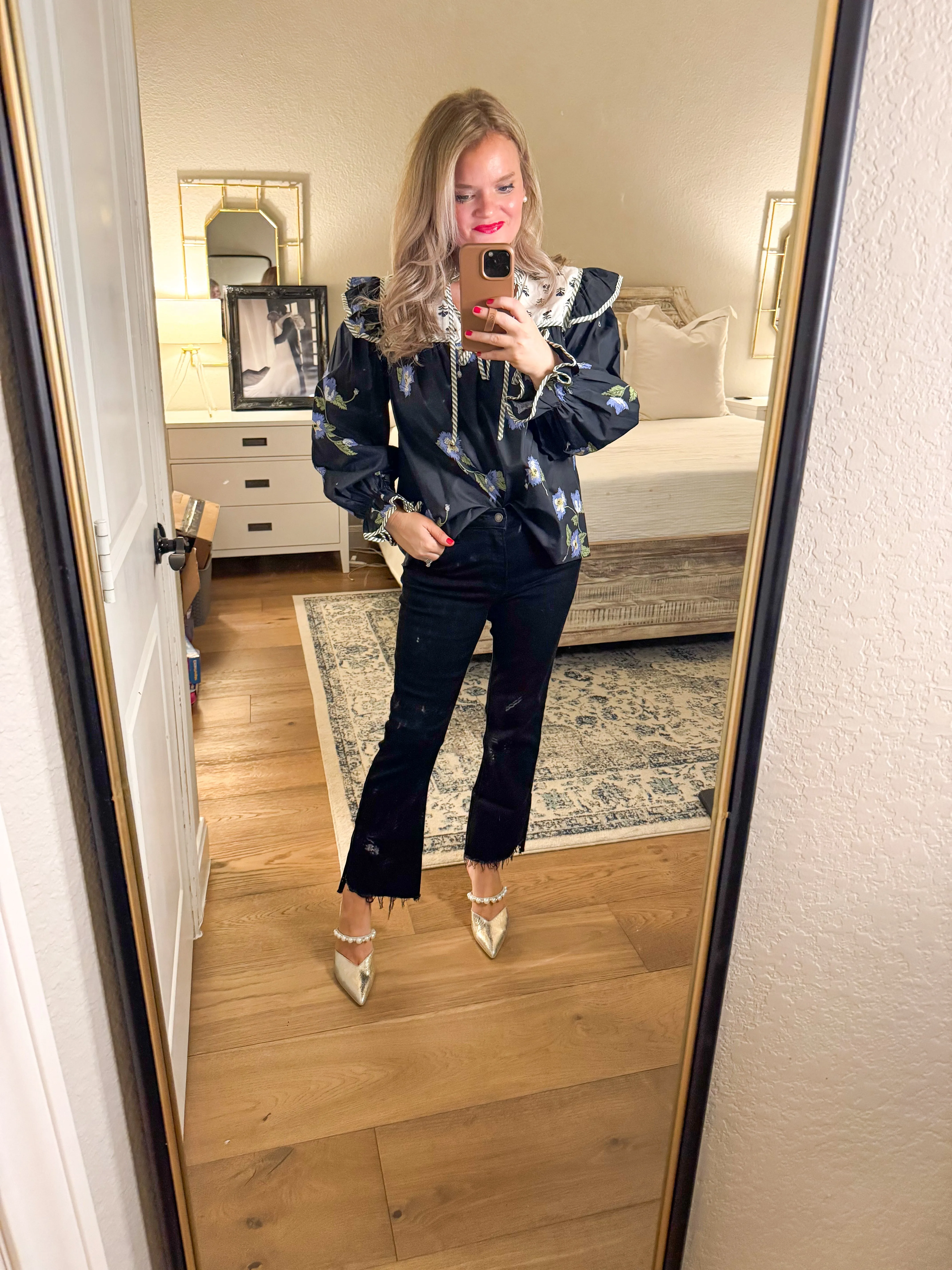Whitney Navy Mixed Top