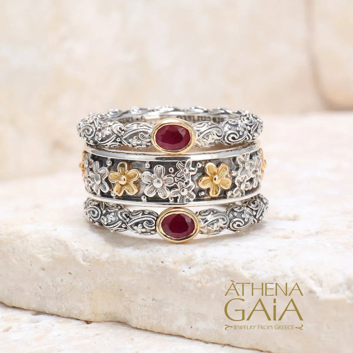 Wild Flowers Edged Band Ring