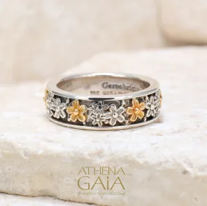 Wild Flowers Edged Band Ring