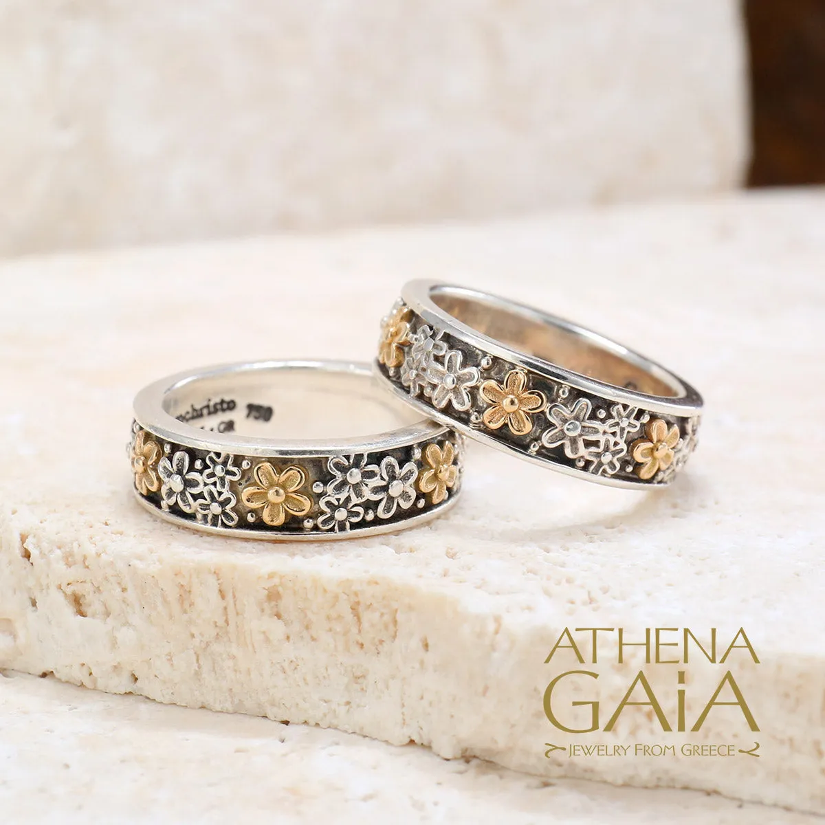 Wild Flowers Edged Band Ring