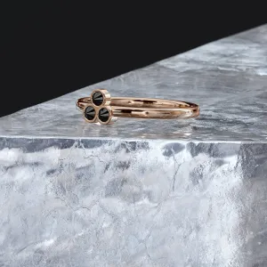 Wild's Triplet Inverted Natural Black Round cut Diamond Ring