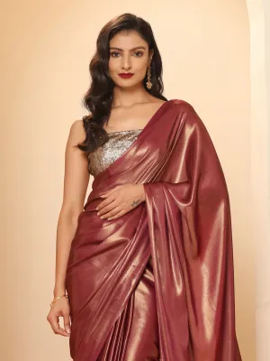 Wine Gold Chiffon Saree