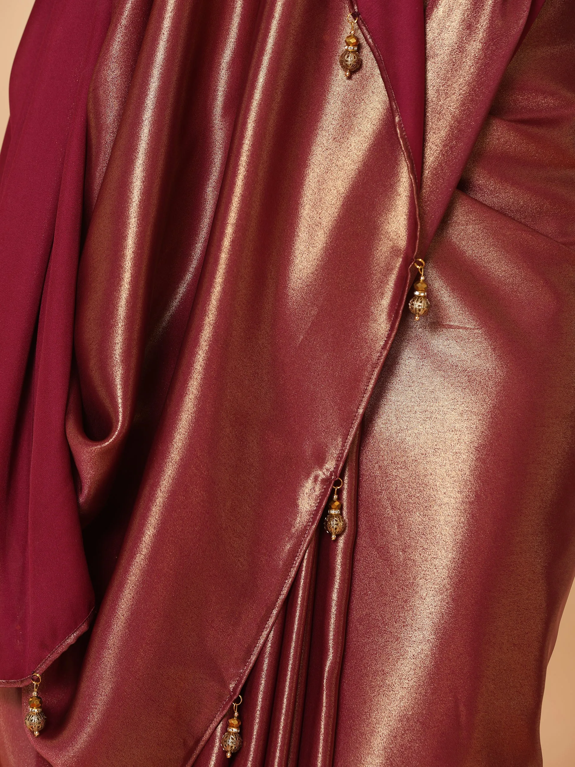 Wine Gold Chiffon Saree