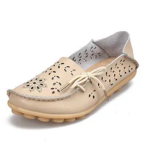 Women Flats  Genuine Leather Shoes Mother Loafers