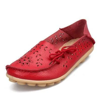 Women Flats  Genuine Leather Shoes Mother Loafers