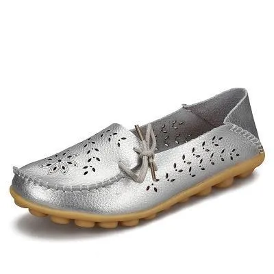 Women Flats  Genuine Leather Shoes Mother Loafers