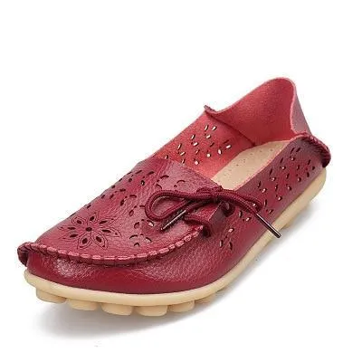 Women Flats  Genuine Leather Shoes Mother Loafers