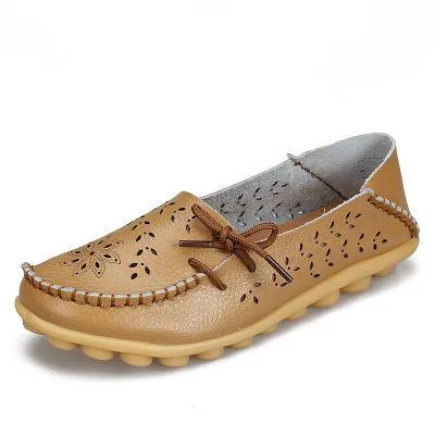 Women Flats  Genuine Leather Shoes Mother Loafers