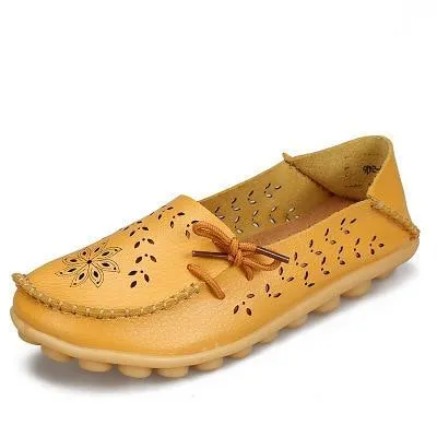 Women Flats  Genuine Leather Shoes Mother Loafers