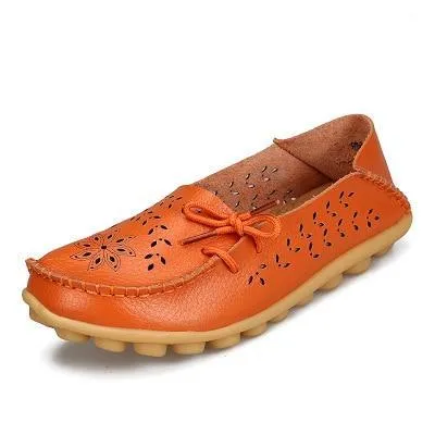 Women Flats  Genuine Leather Shoes Mother Loafers