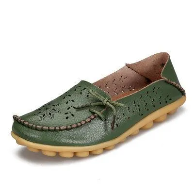 Women Flats  Genuine Leather Shoes Mother Loafers