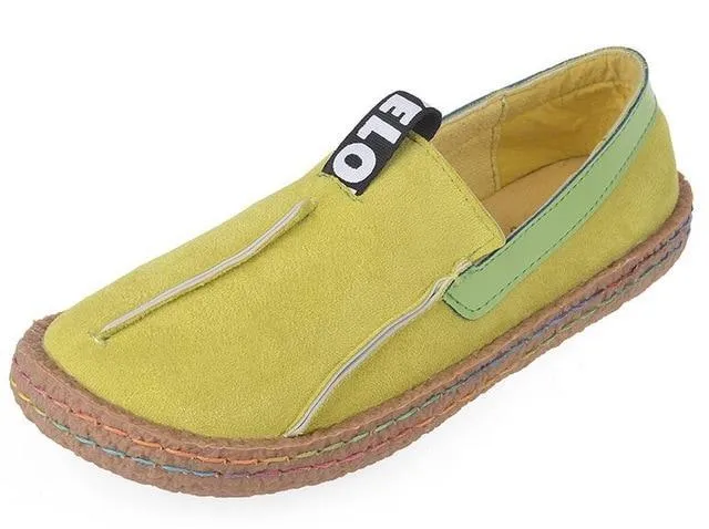 Women Loafers Shoes Round Toe Casual Pattern Lady Flats Wide Shallow Slip-on Shoes