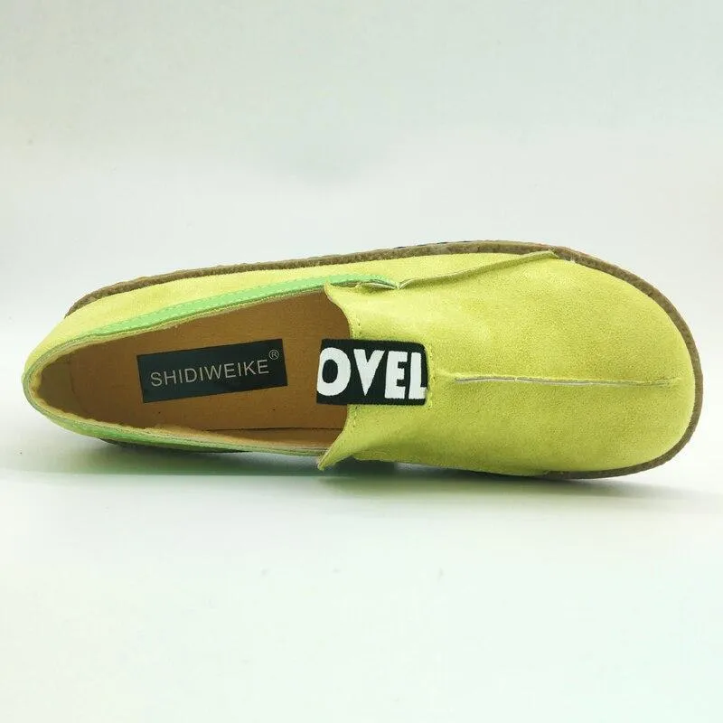 Women Loafers Shoes Round Toe Casual Pattern Lady Flats Wide Shallow Slip-on Shoes