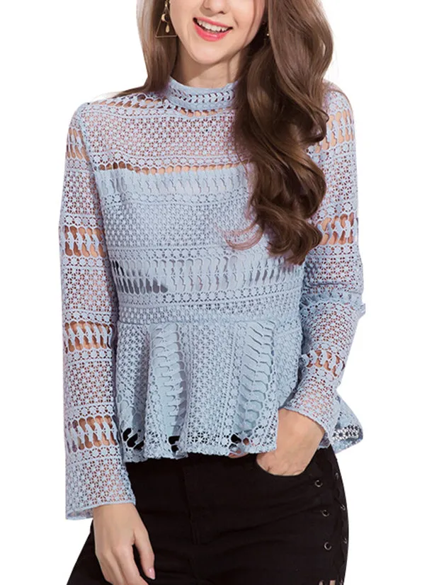 Women New Chiffon Lace Top Shirt