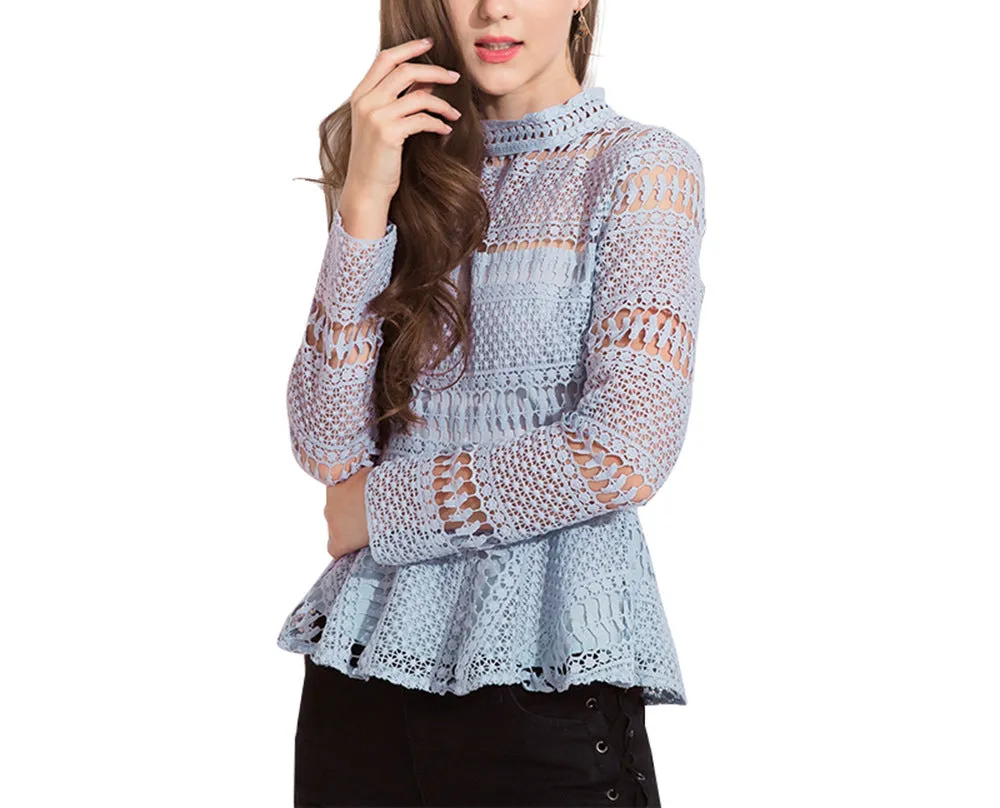 Women New Chiffon Lace Top Shirt