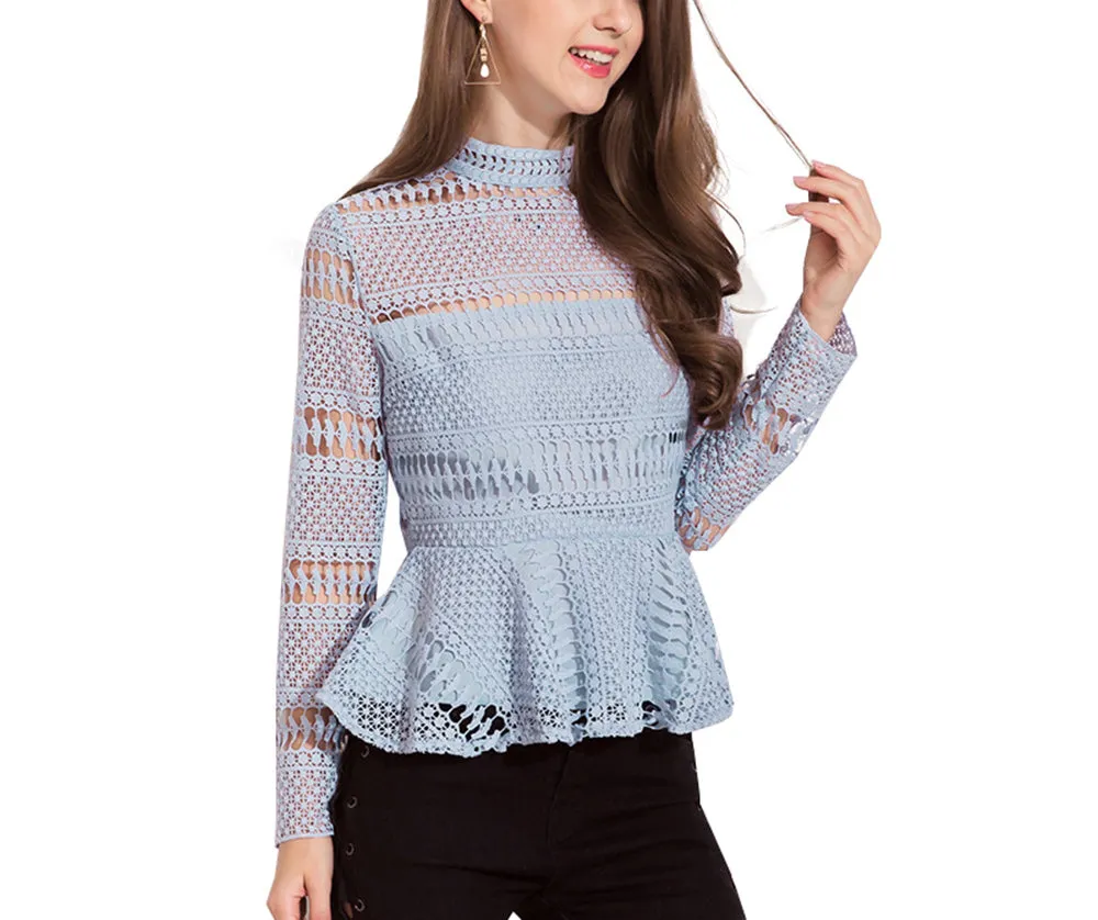 Women New Chiffon Lace Top Shirt