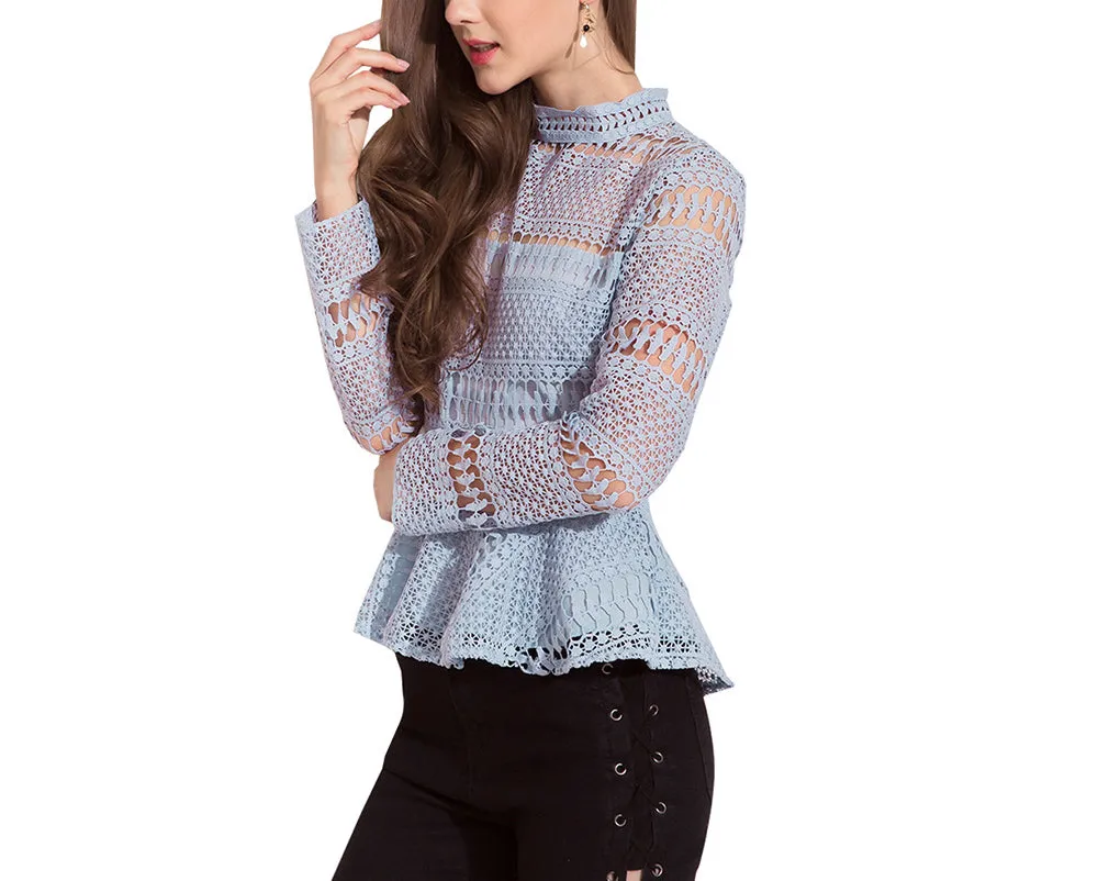 Women New Chiffon Lace Top Shirt