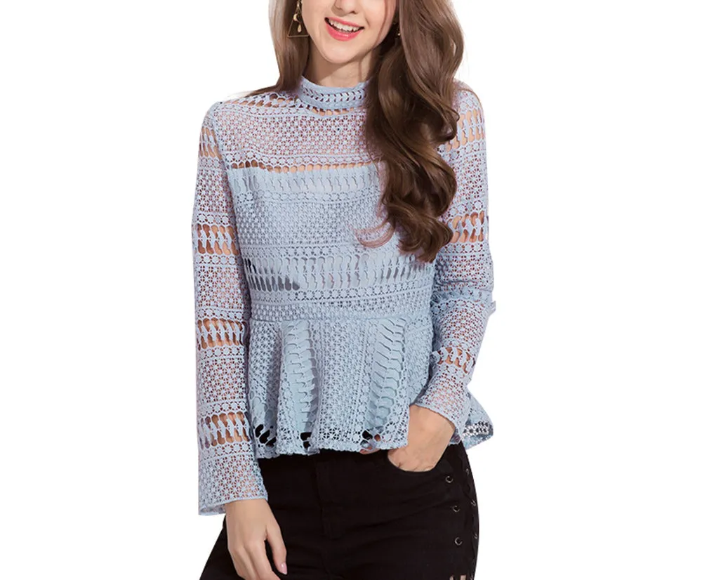 Women New Chiffon Lace Top Shirt