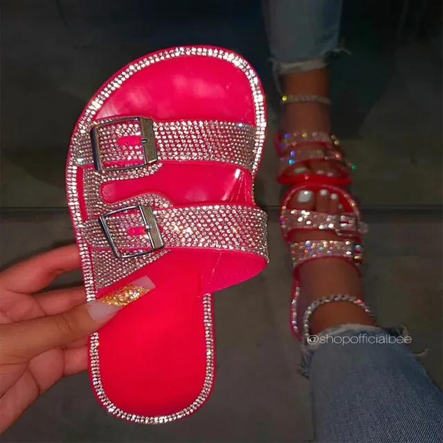 Women Slippers Bling Casual Women Slides Flat Sandals Summer Shoes