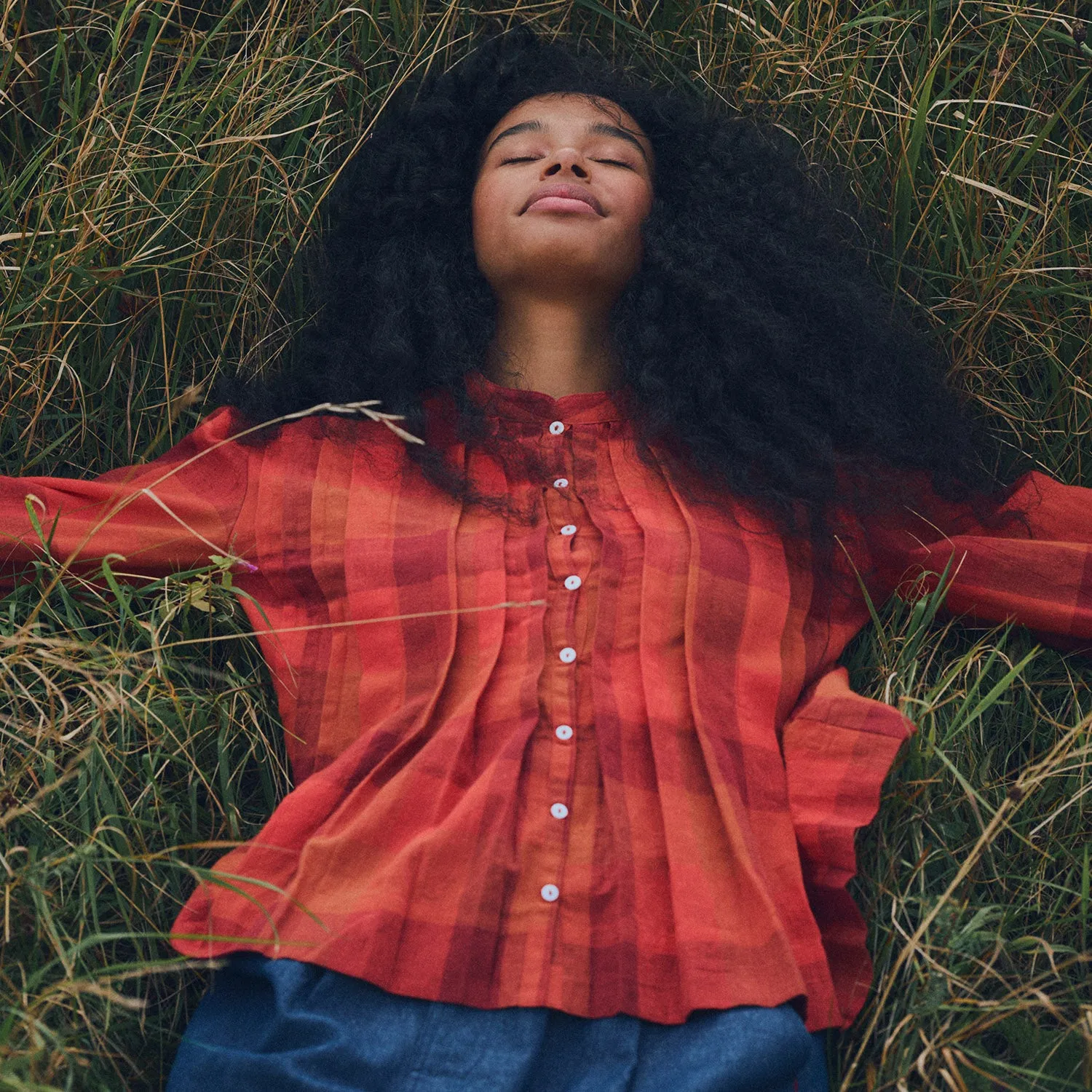 Women's Cotton/Linen Wilf Shirt - Red Check