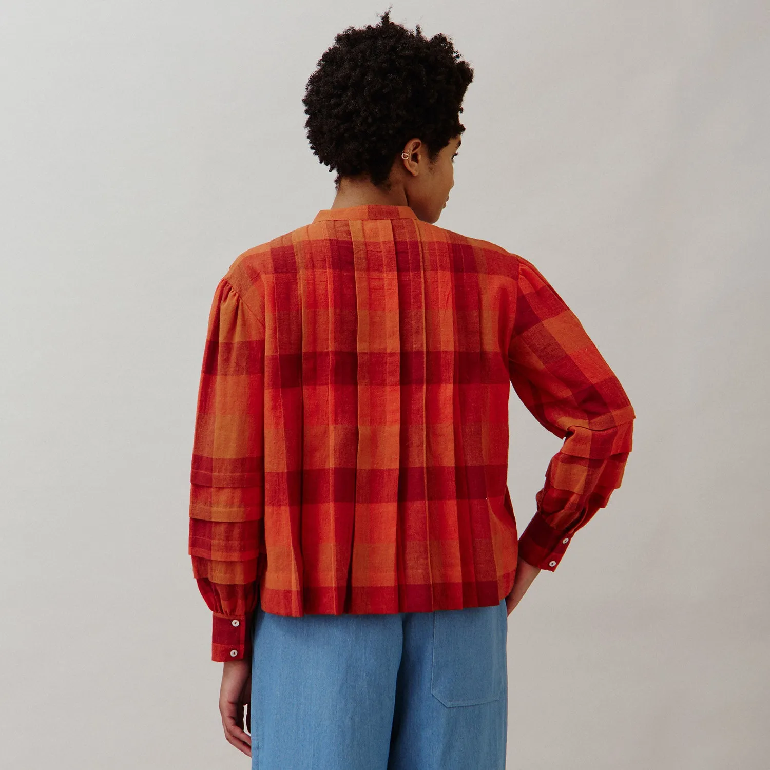 Women's Cotton/Linen Wilf Shirt - Red Check