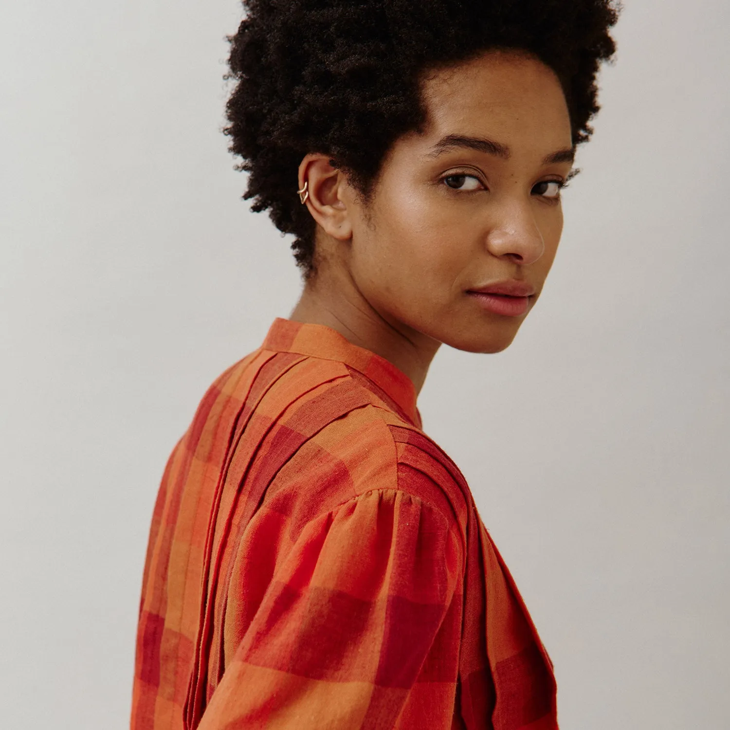 Women's Cotton/Linen Wilf Shirt - Red Check