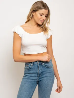 WOMEN'S CROPPED PUFF SHORT SLEEVE TOP