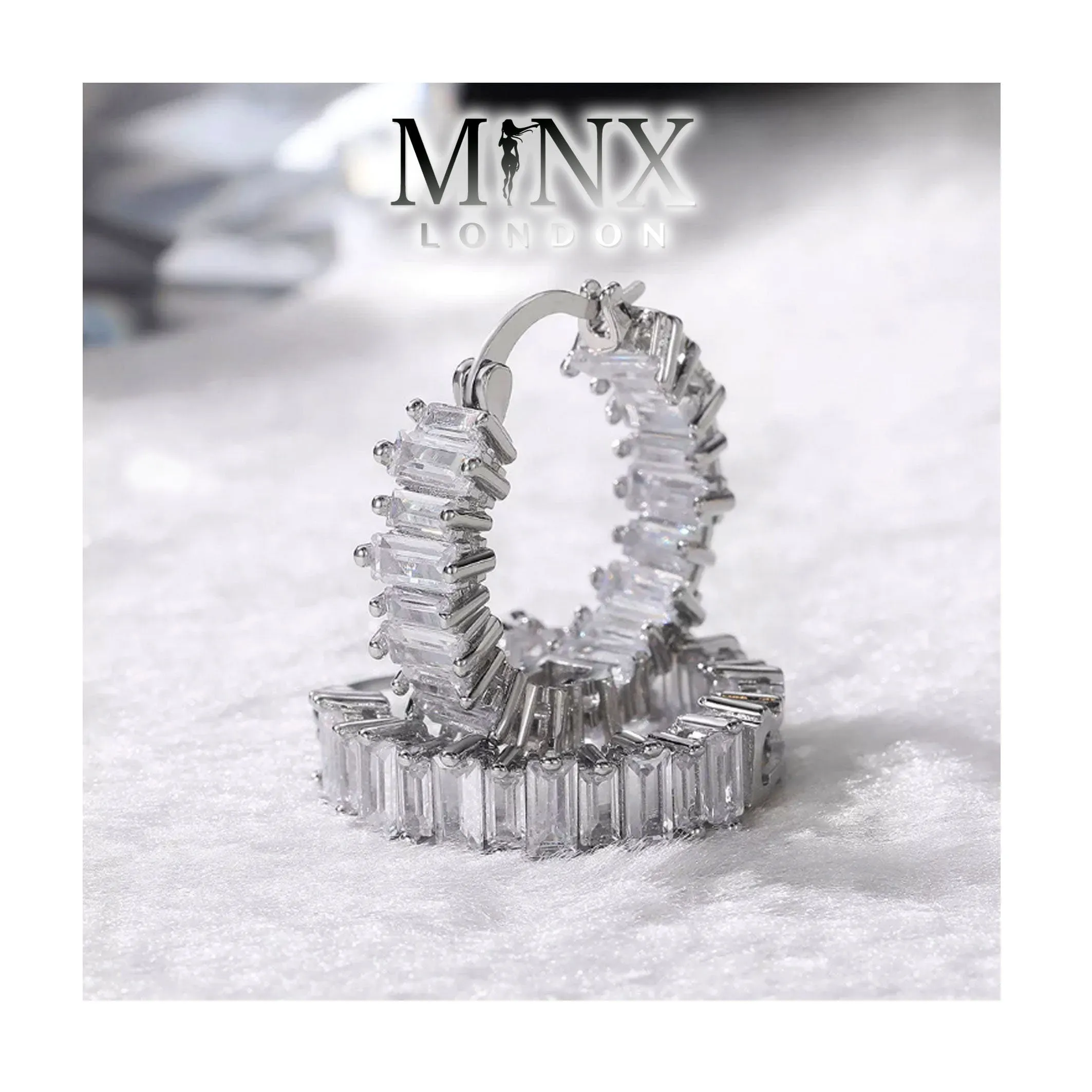 Womens Earrings | Diamond Hoop Earrings | Hoop Earrings | Womens Diamond Earrings | Hoop Earrings with Diamonds | Baguette Earrings