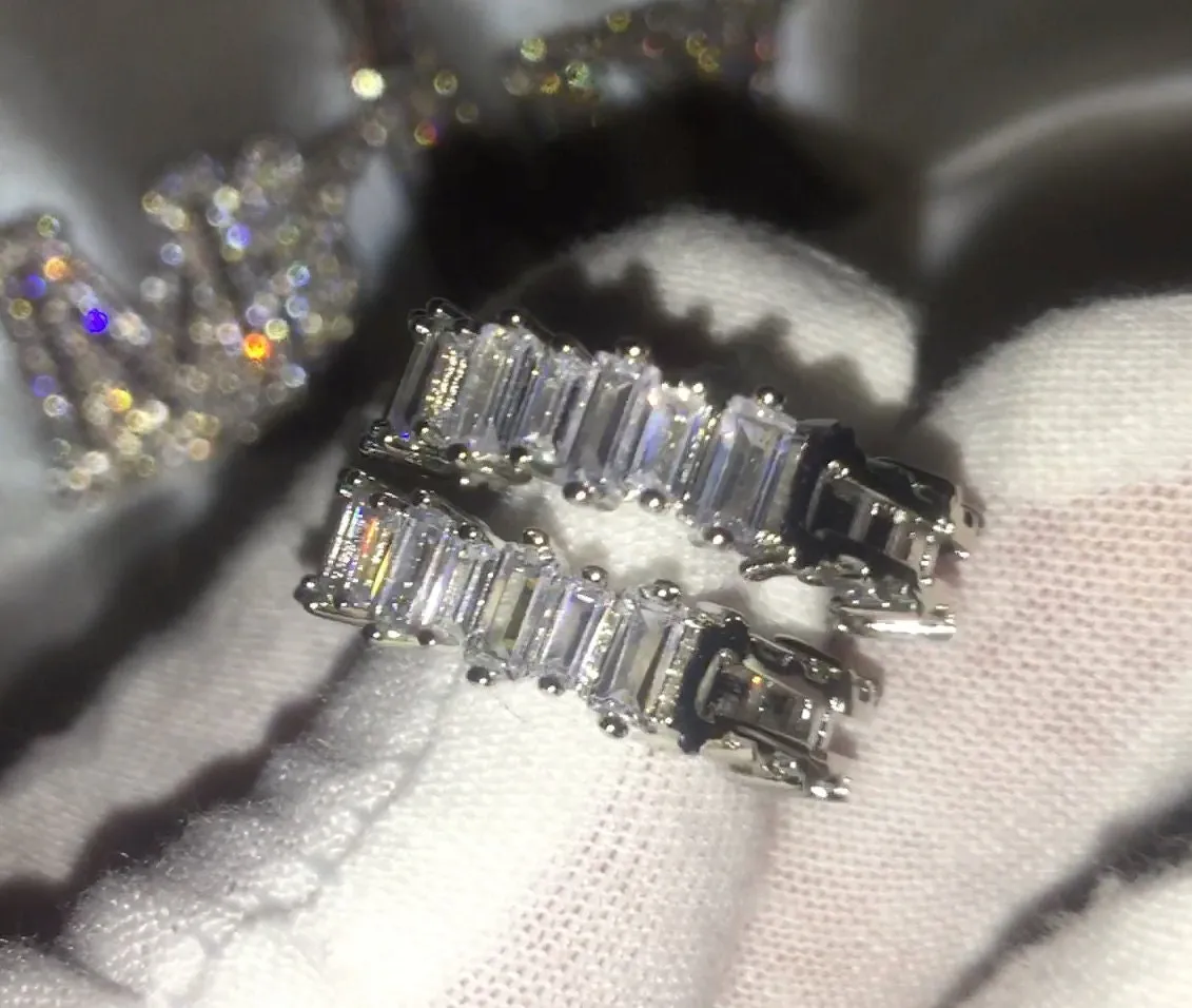 Womens Earrings | Diamond Hoop Earrings | Hoop Earrings | Womens Diamond Earrings | Hoop Earrings with Diamonds | Baguette Earrings