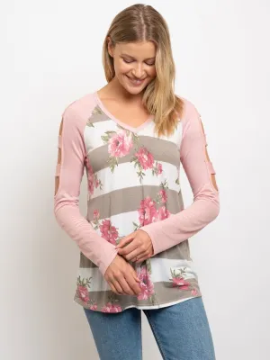 WOMEN'S LONG SLEEVE FLORAL TOP