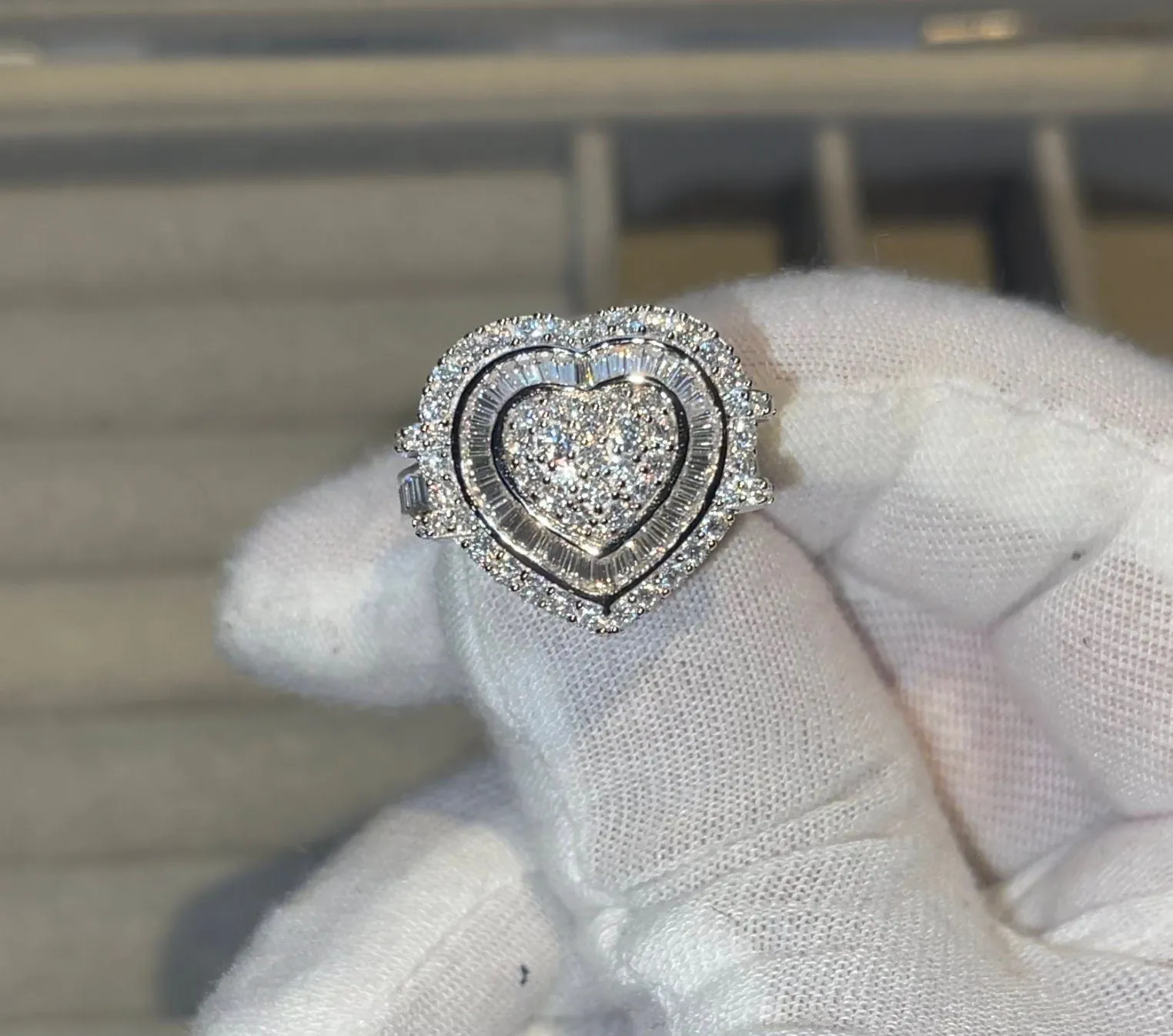 Womens Moissanite Ring | Moissanite Diamond Engagement Ring | Diamond Heart Ring | Womens Engagement Ring | Heart Ring | Moissanite Ring