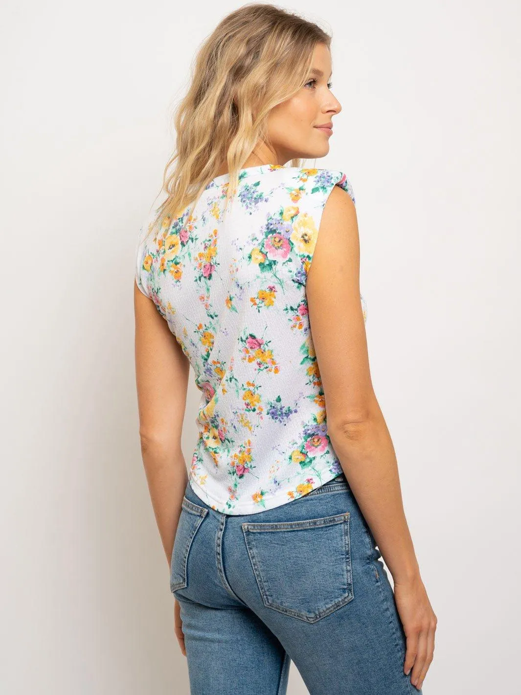 WOMEN'S MUSCLE FLORAL W/SHOULDER PADS TOP